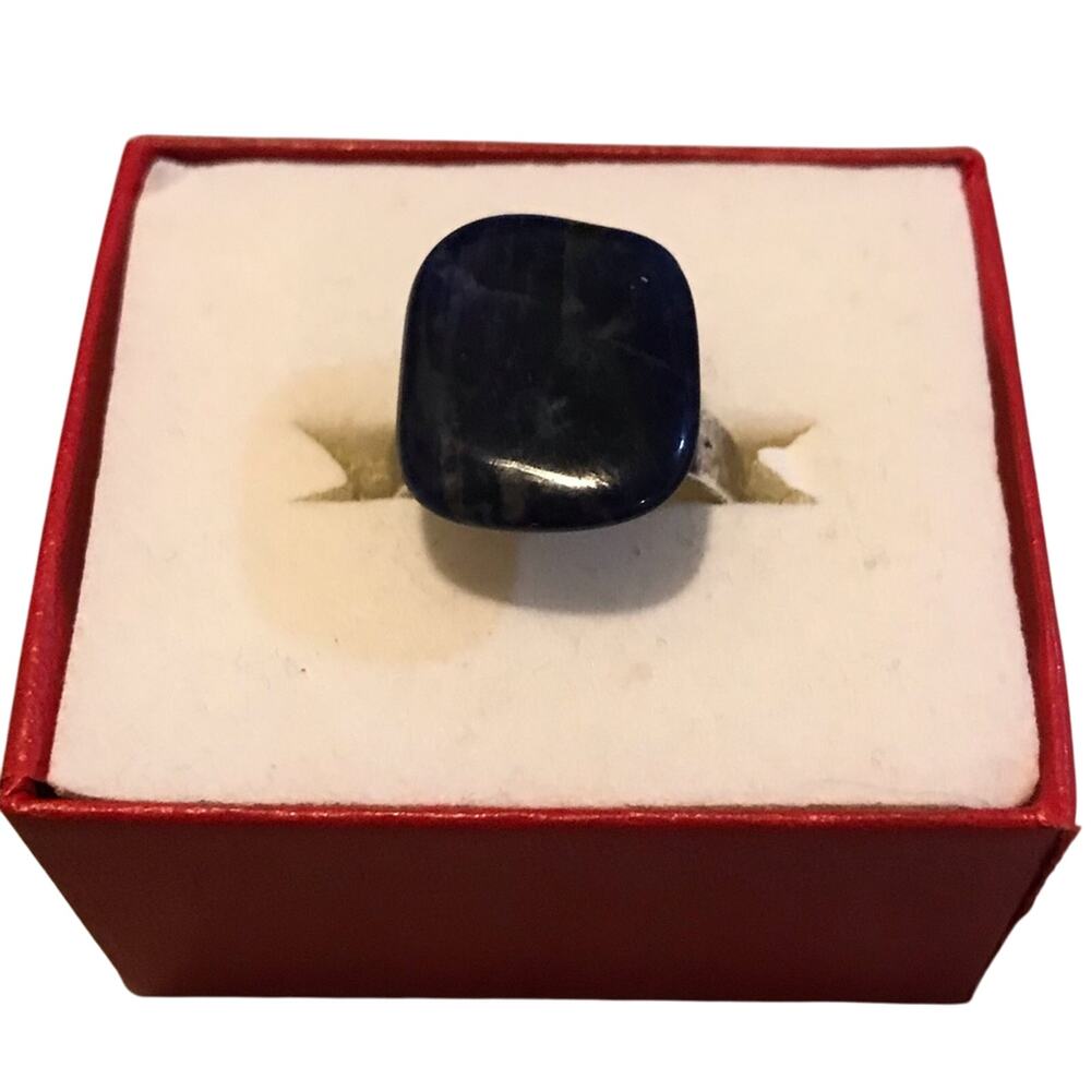 Navy Blue Gemstone Adjustable Ring